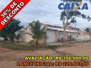 Casa, 80,95 m2 de área total, 80,95 m2 de área privativa, 222,32m2 de área do terreno, 2 qts, a.serv, 2 WCs, sl, cozinha, 1 vaga de garagem. IPTU: 000 — leilão em IGUABA GRANDE/RJ