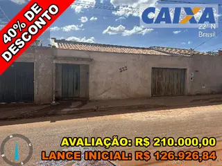 Casa, 98,21 m2 de área total, 48,21 m2 de área privativa, 200m2 de área do terreno, 2 qts, a.serv, WC, sl, cozinha. IPTU: 1206007032001 Matrícula: 19772 — leilão em ITUIUTABA/MG