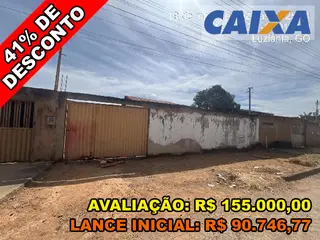 Casa, 62,2 m2 de área total, 62,2 m2 de área privativa, 337,5m2 de área do terreno, 2 qts, a.serv, WC, sl, cozinha. IPTU: 101016500114000120 Matrícula: 188942 — leilão em LUZIANIA/GO