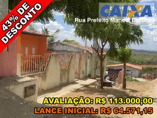 Prédio, 69,75 m2 de área total, 48 m2 de área privativa, 140m2 de área do terreno, 2 qts, a.serv, WC, sl, cozinha, terraco. IPTU: 1000305901000100014 — leilão em TANGARA/RN
