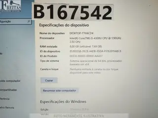 (B167542) LOTE COM 01 NOTEBOOK LENOVO THINKPAD T440 14" PROCESSADOR INTEL CORE I5 8GB RAM WINDOWS 10 PRO COM CABO / FONTE PE00MFT3. PRODUTO(S) EM USO — leilão em Internet (São Paulo/SP (foto 7)