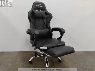(B166826) LOTE COM 01 CADEIRA GAMER HEALER BLACK GIRATÓRIA RECLINÁVEL COURO SINTÉTICO APOIO DE BRAÇOS RODAS EM NYLON COM APOIO DE PÉS. PRODUTO(S) DE DEMONSTRAÇÃ — leilão em Internet (São Paulo/SP