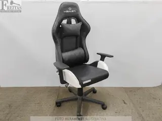(B163510) LOTE COM 01 CADEIRA GAMER HEALER BLACK / WHITE GIRATÓRIA RECLINÁVEL APOIO DE BRAÇO AJUSTE DE ALTURA COURO SINTÉTICO BASE PRETA RODAS EM NYLON. PRODUTO — leilão em Internet (São Paulo/SP
