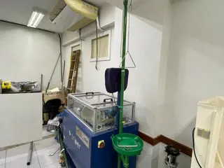 Chuveiro lava-olhos em PVC com acionamento manual Haws Avlis — leilão em Niterói/RJ