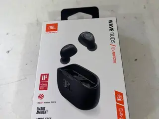 5 itens: Leitor de código de barras Elgin, fone de ouvido JBL, fone de ouvido KZ, fone de ouvido JBL e câmera de segurança solar PTZ — leilão em Taboão Da Serra/SP