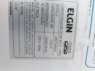 AR CONDICIONADO ELGIN (MAQUINA INTERNA 24.000 BTUS/H E MAQUINA EXTERNA 18.000 BTUS) (Ref.: 21585) — leilão em São Paulo (foto 4)