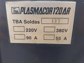MAQUINA DE SOLDA PLASMA TBA PLASMACOR 120 AR (Ref.: 21237) — leilão em São Paulo (foto 6)