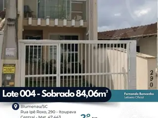 Imóvel 2 pavimentos 87,03m², Itoupava Central, Blumenau/SC — leilão em Blumenau/SC