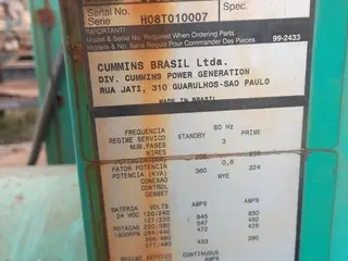 01 GRUPO GERADOR CUMMINS, C275 D6 4, ANO: NÃO INFORMADO, SÉRIE: H08T010007, POT.: 360 KVA (Ref.: EBB) — leilão em Juiz de Fora (foto 2)