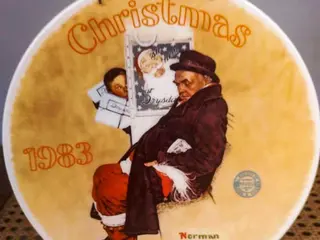 Prato de Natal de Norman Rockwell "Papai Noel — leilão em Belo Horizonte