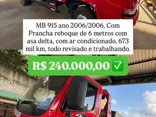 Caminhão Guincho MB 915 com Prancha Reboque — leilão em Natal/RN